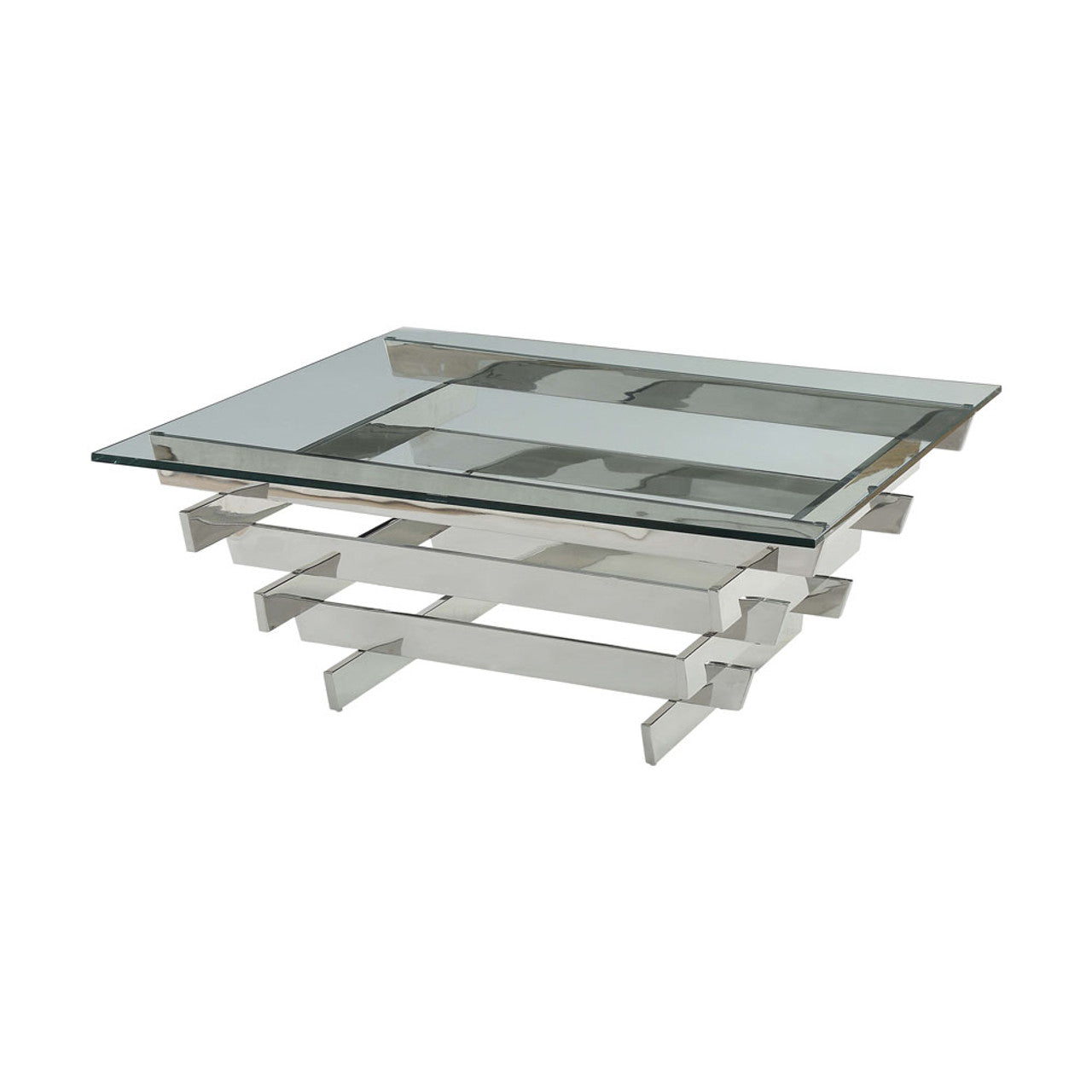 41" Chrome And Clear Glass Square Coffee Table