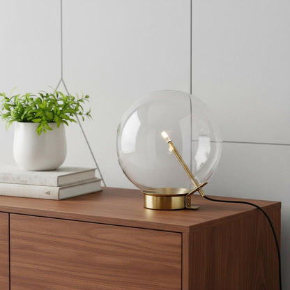 11" Brass Metal Globe Table Lamp