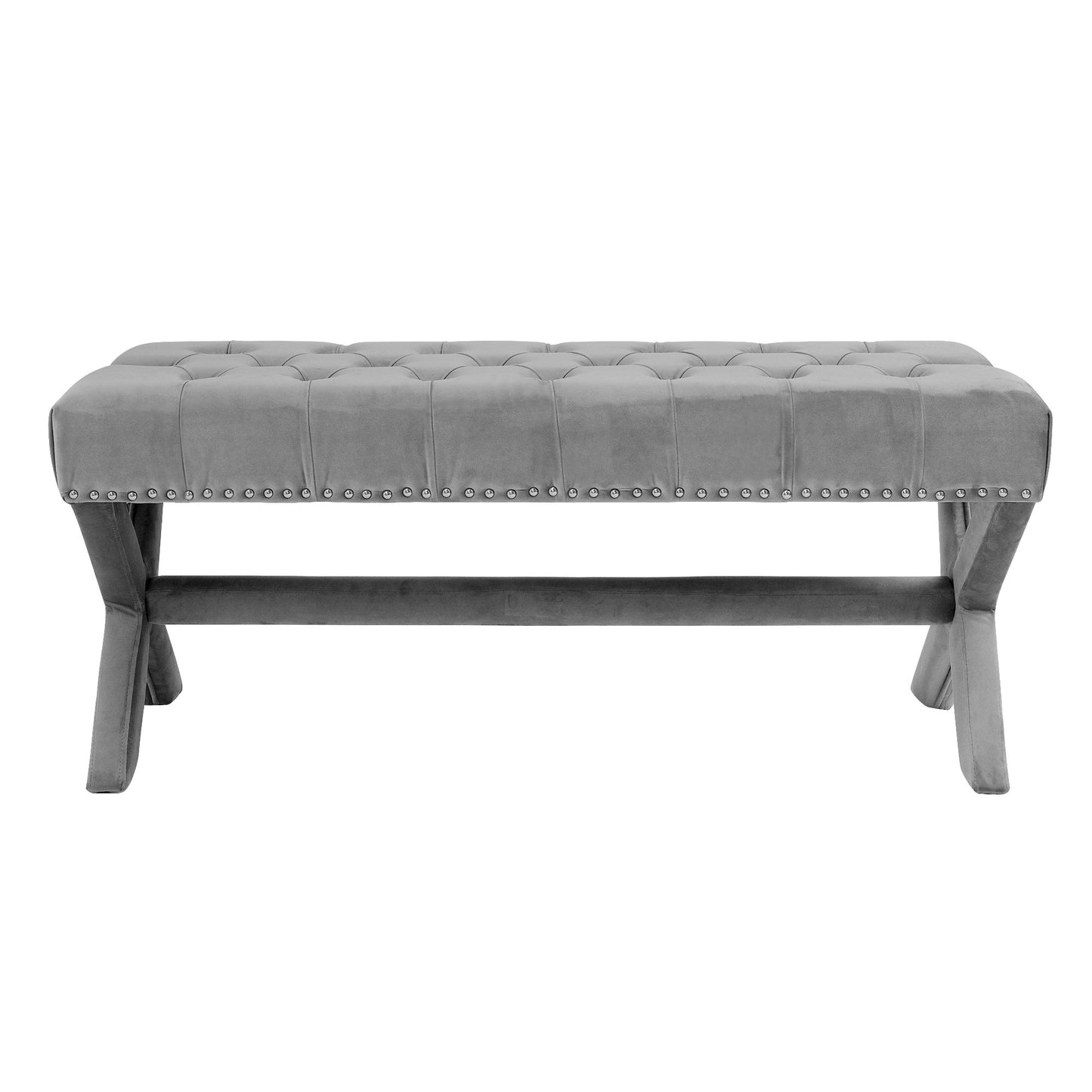 45" Cream Upholstered Linen Bench