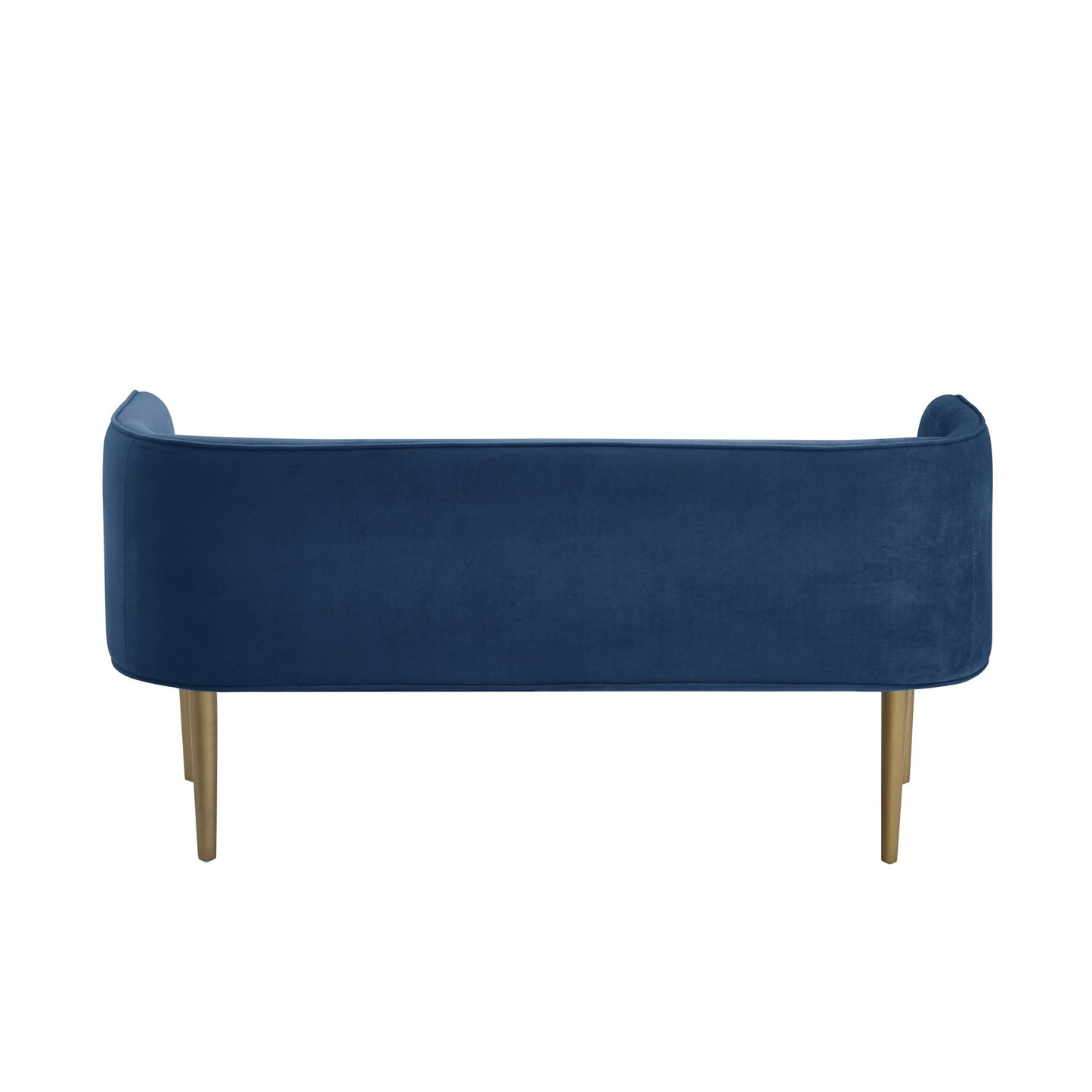 50" Navy Blue And Brown Upholstered Velvet Bench