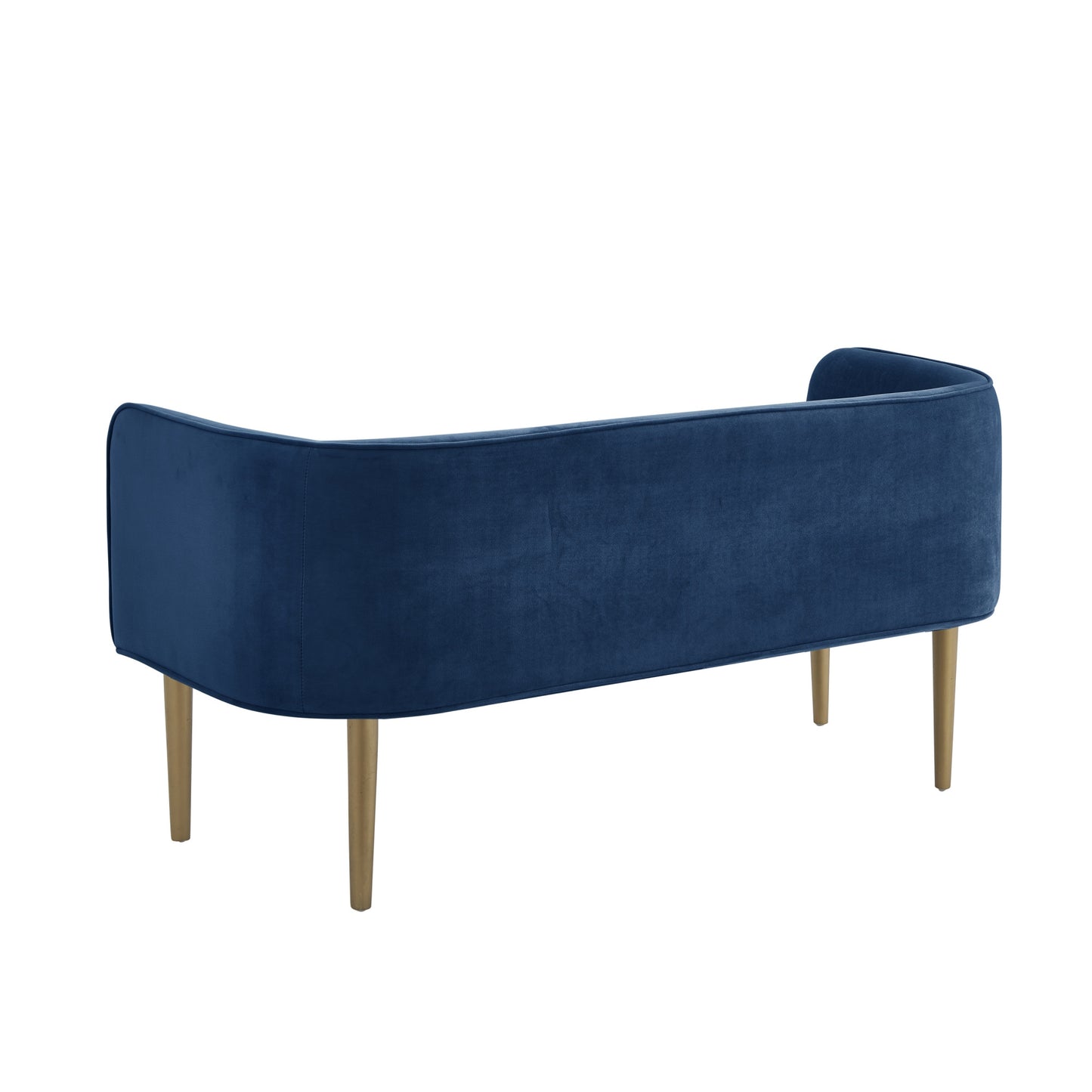 50" Navy Blue And Brown Upholstered Velvet Bench