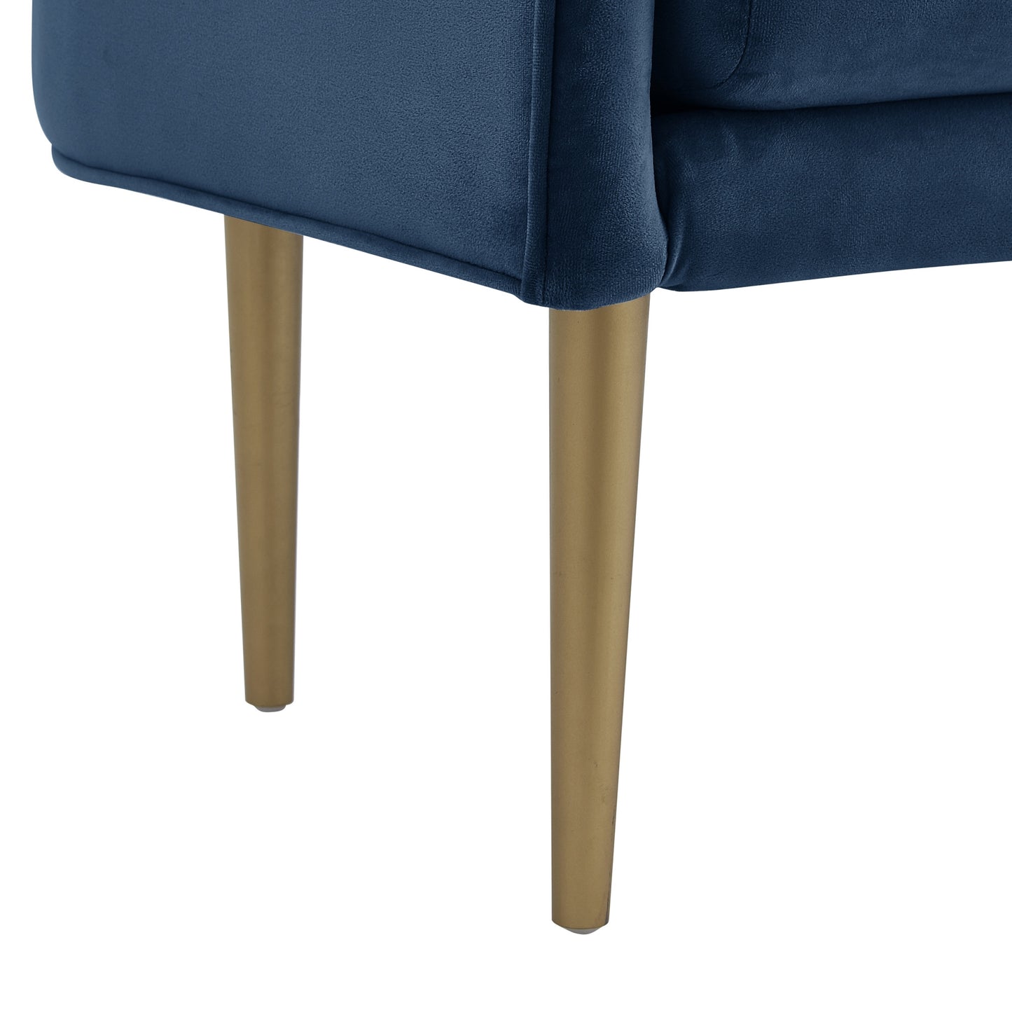 50" Navy Blue And Brown Upholstered Velvet Bench