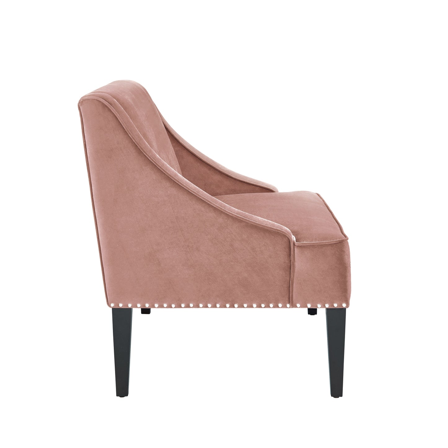 45" Blush And Brown Upholstered Velvet Bench