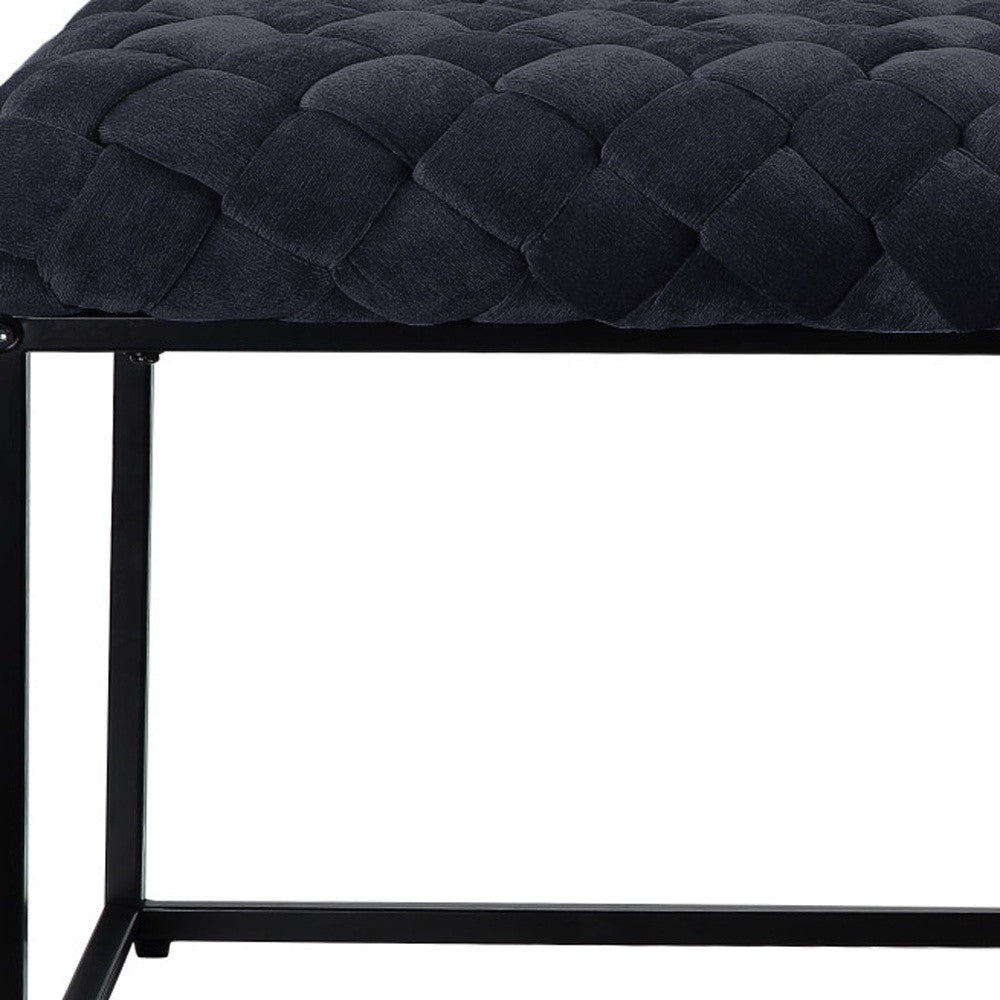 39" Black Velvet Upholstered Bench