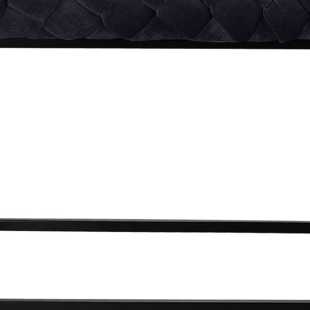 39" Black Velvet Upholstered Bench