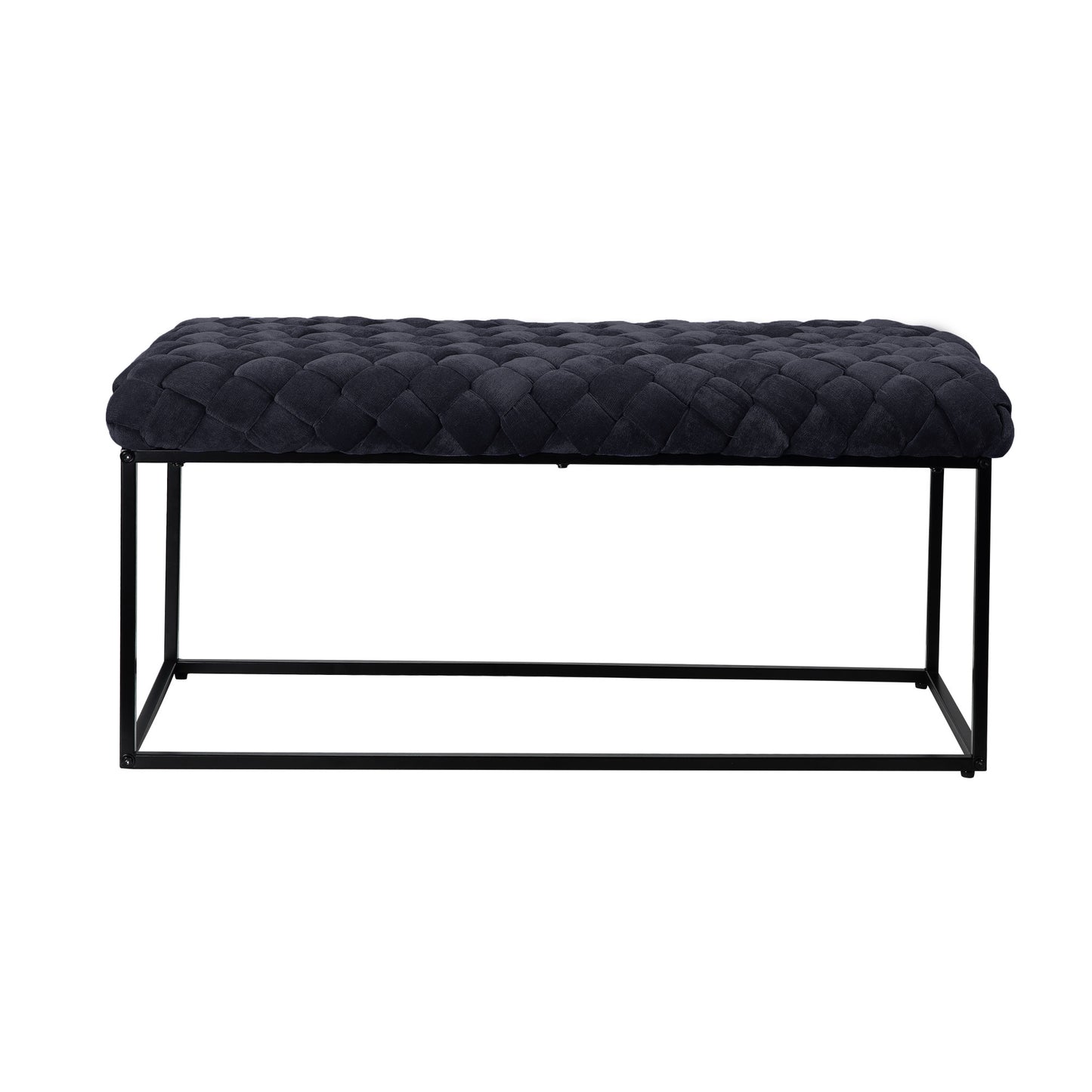 39" Black Velvet Upholstered Bench