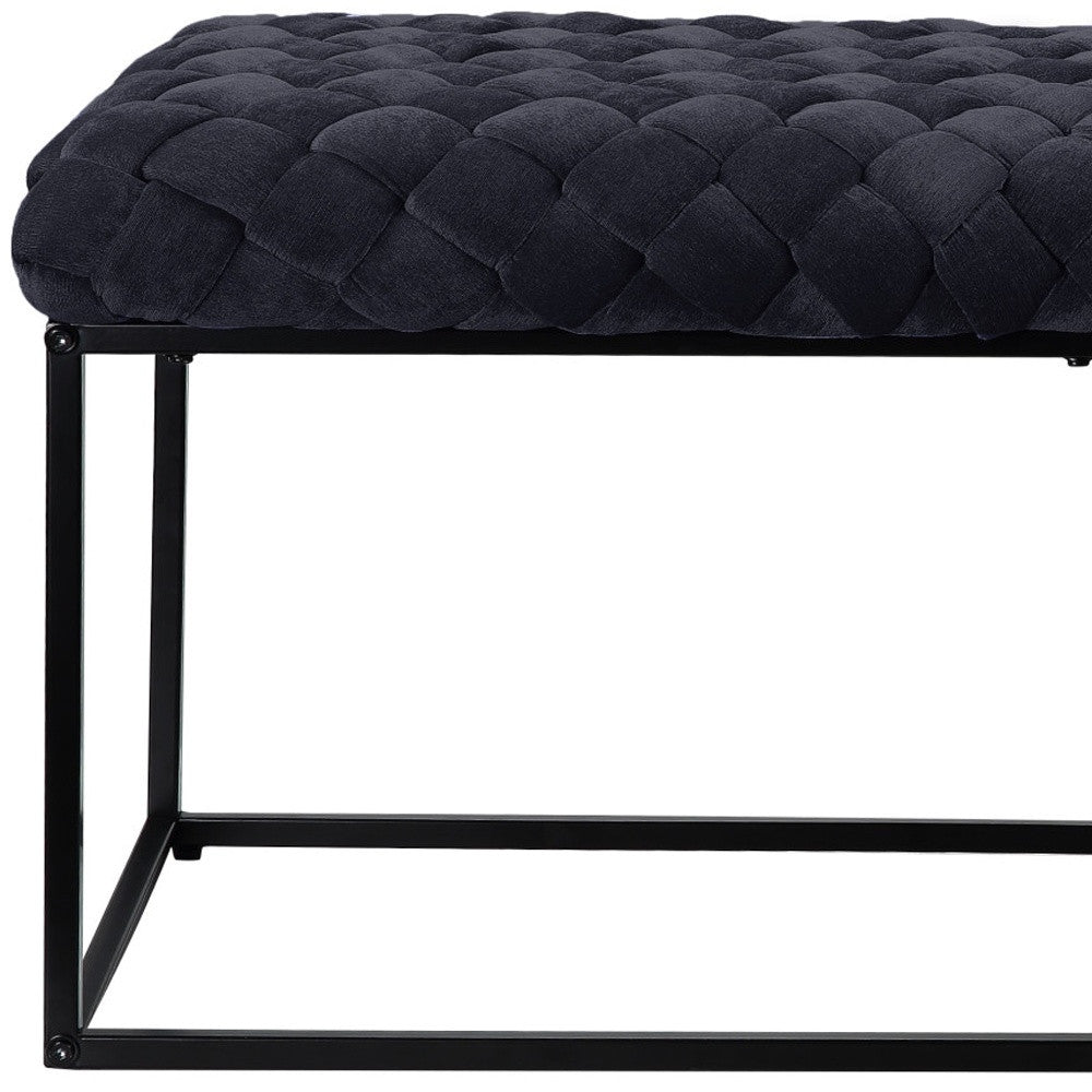 39" Black Velvet Upholstered Bench