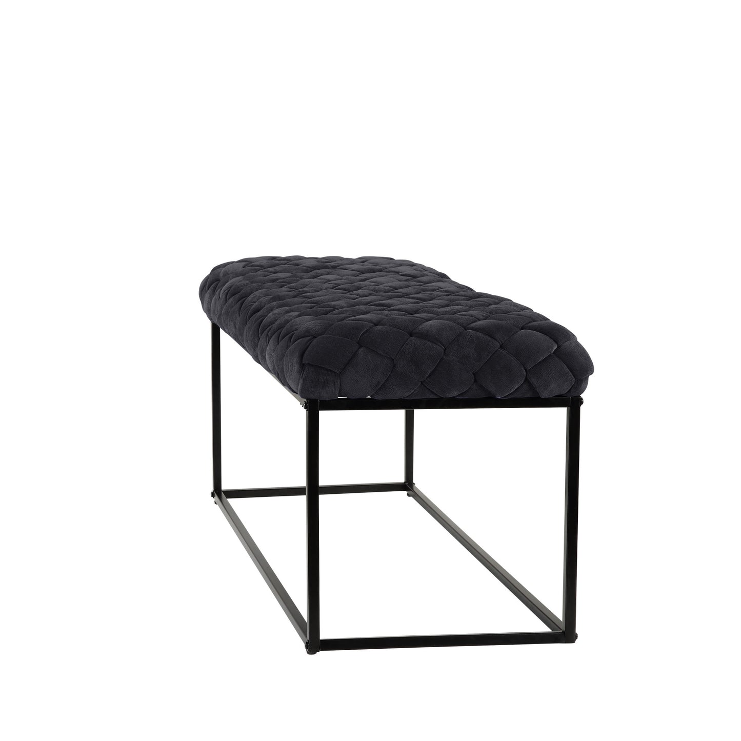 39" Black Velvet Upholstered Bench