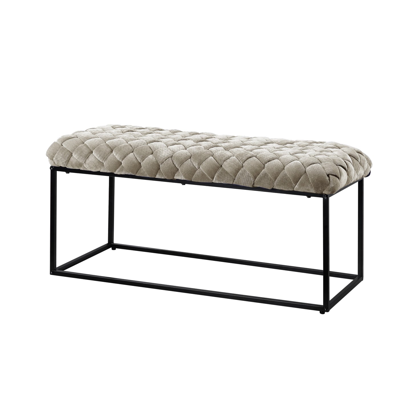 39" Black Velvet Upholstered Bench