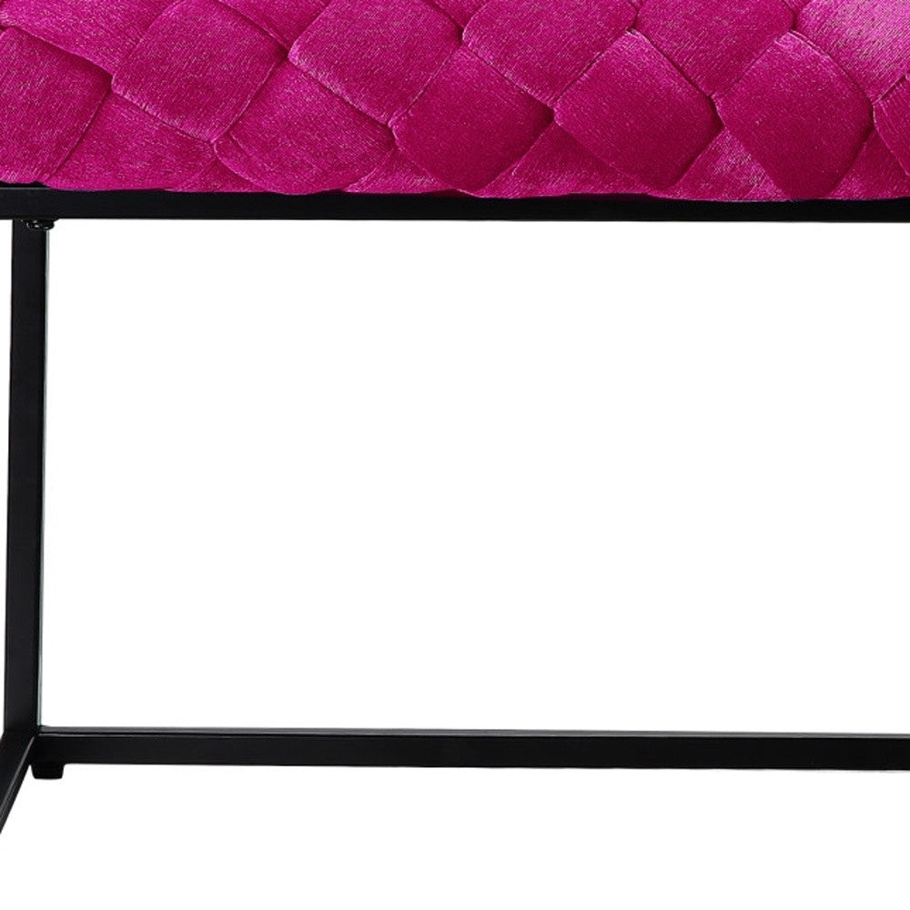 39" Black Velvet Upholstered Bench