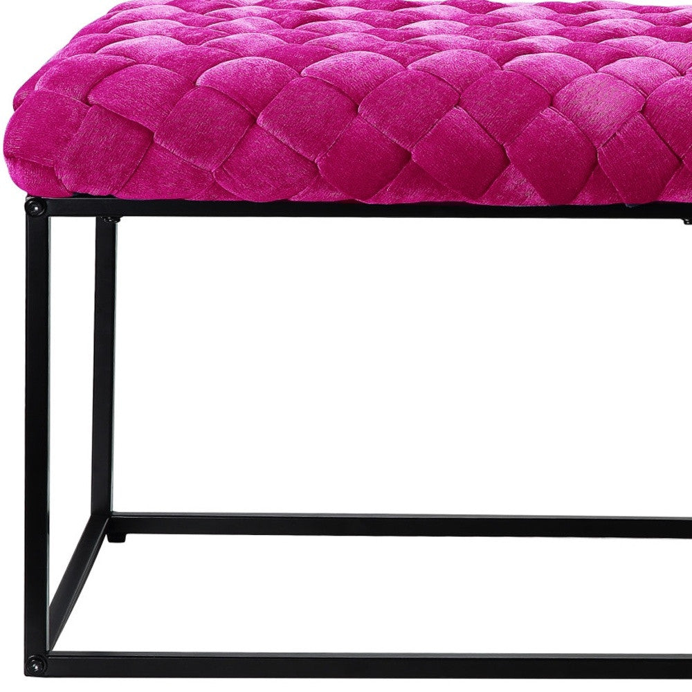 39" Black Velvet Upholstered Bench