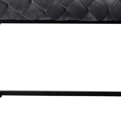 39" Black Velvet Upholstered Bench