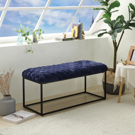 39" Black Upholstered Velvet Bench