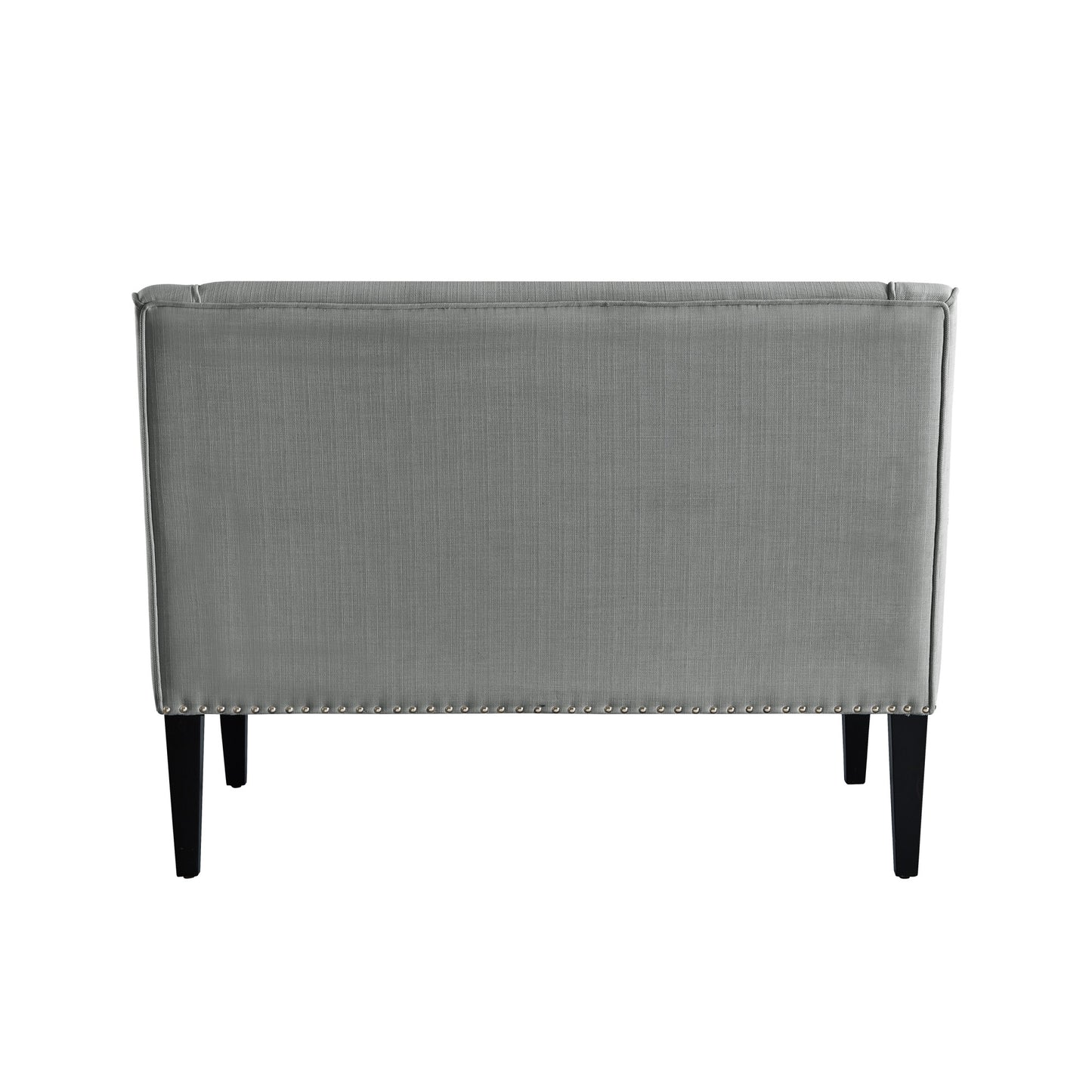 45" Cream And Black Upholstered Linen Bench