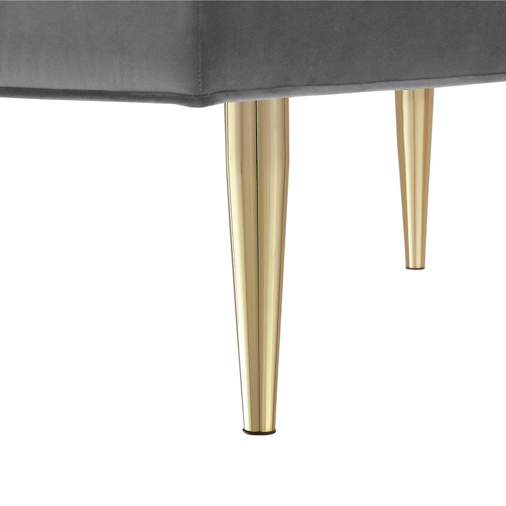 53" Blue And Silver Upholstered Velvet Bench