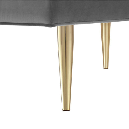 53" Blue And Silver Upholstered Velvet Bench