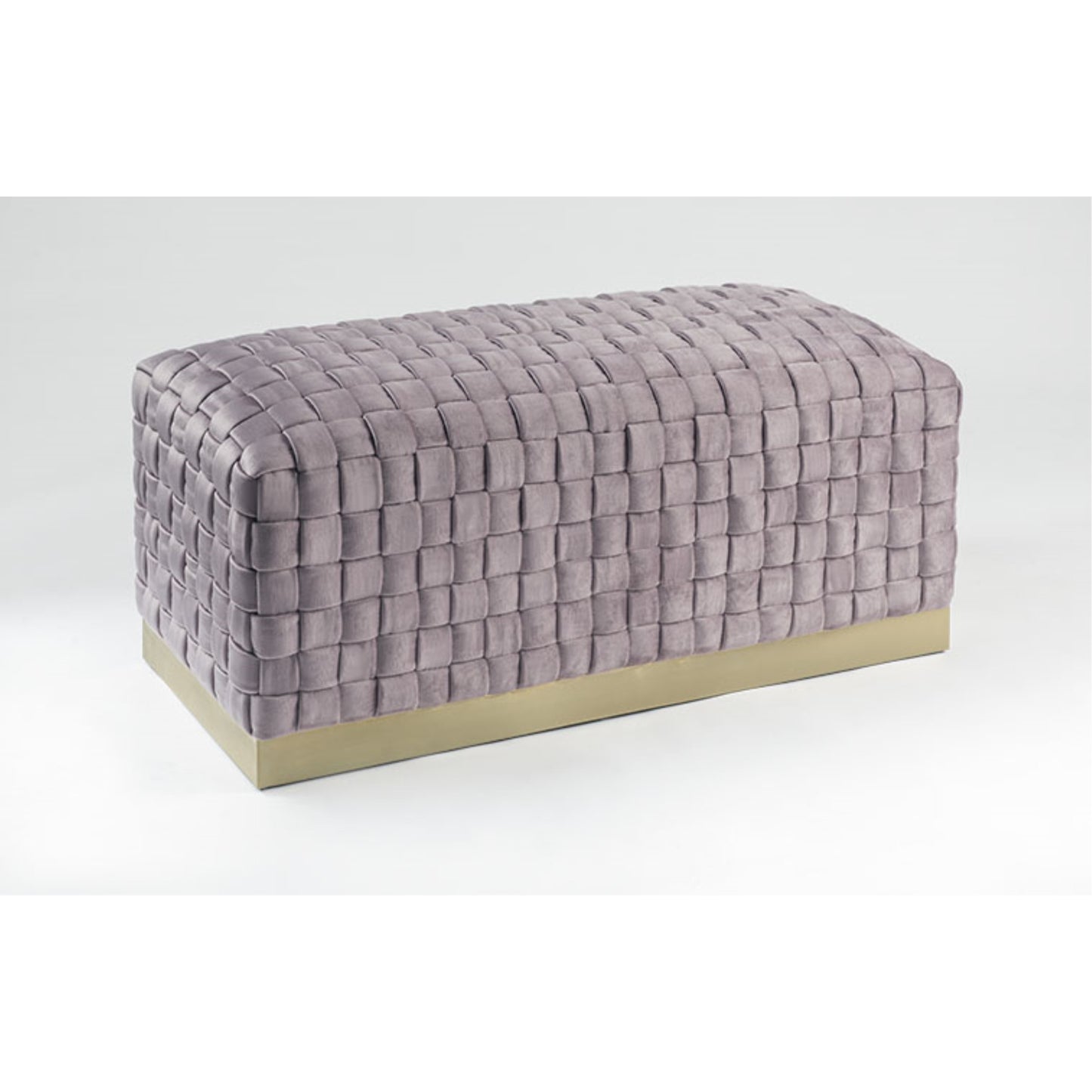 40" Lilac And Gold Upholstered Velvet Bench