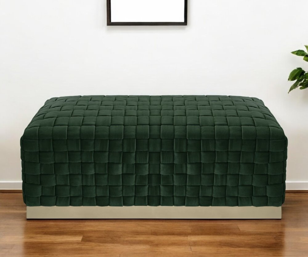 40" Lilac and Gold Velvet Upholstered Bench