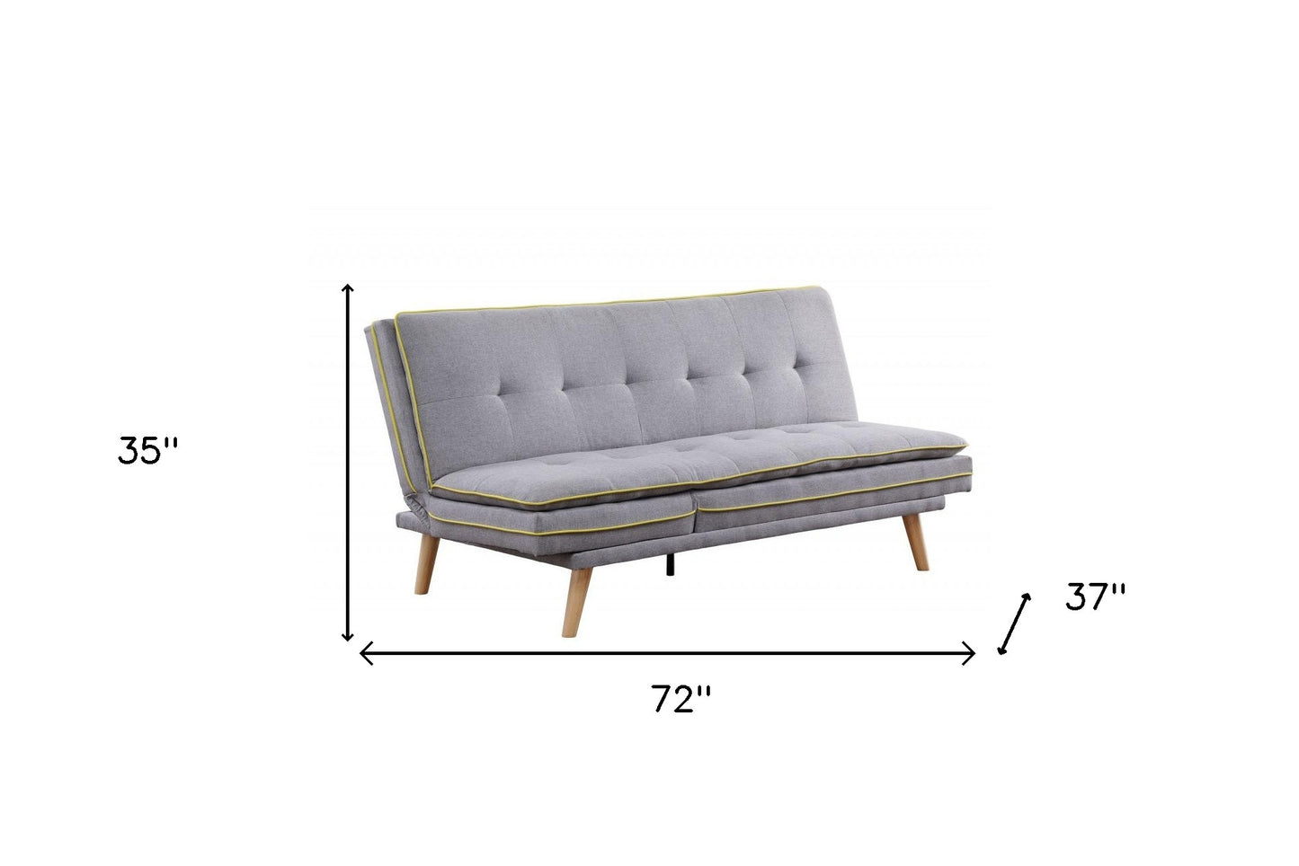 72" Gray Linen Sofa With Brown Legs