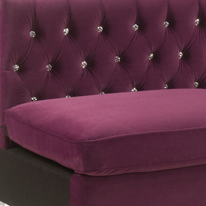 69" Burgundy Velvet Modular Sofa With Silver Legs