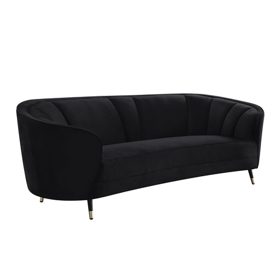 92" Black Velvet Sofa