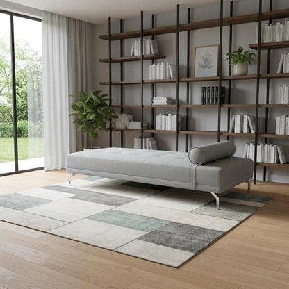 74" Gray Velvet Convertible Futon Sofa With Toss Pillow