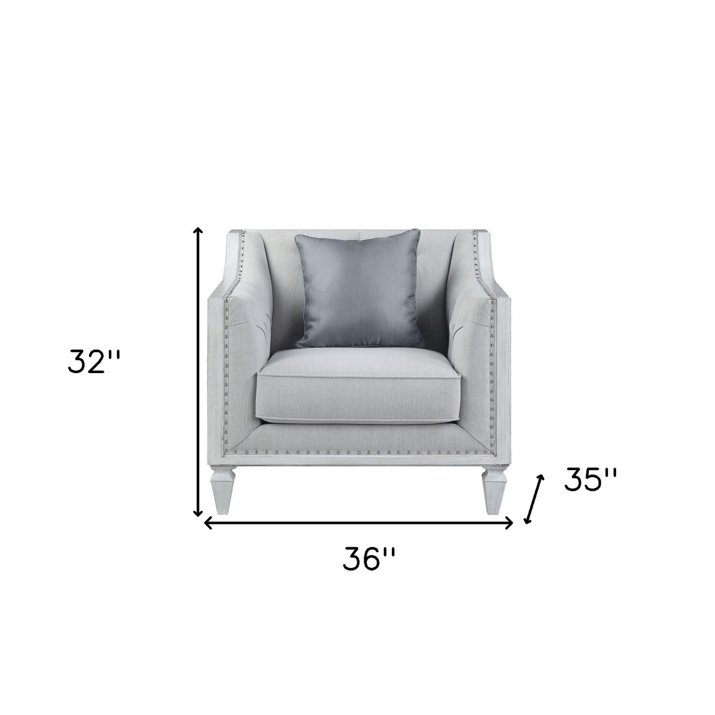 36" Light Gray Linen And Weathered White Club Chair