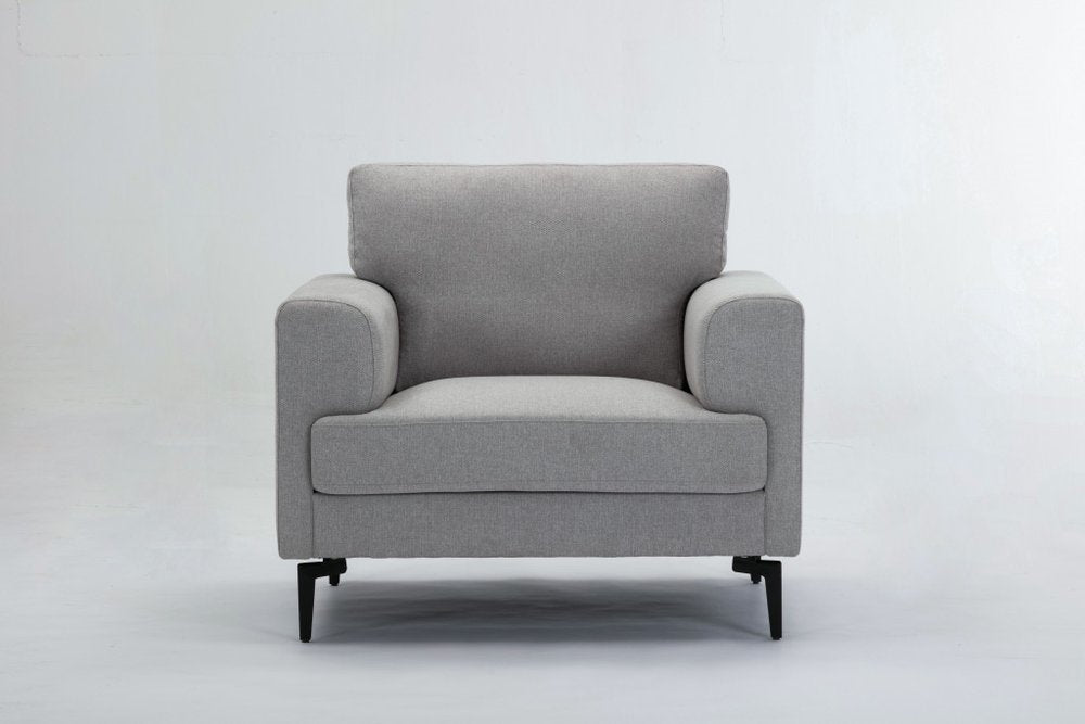 41" Light Gray and Black Linen Arm Chair
