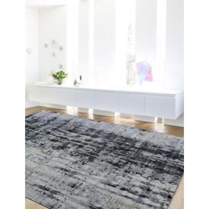 8' X 11' Blue And White Abstract Hand Loomed Area Rug