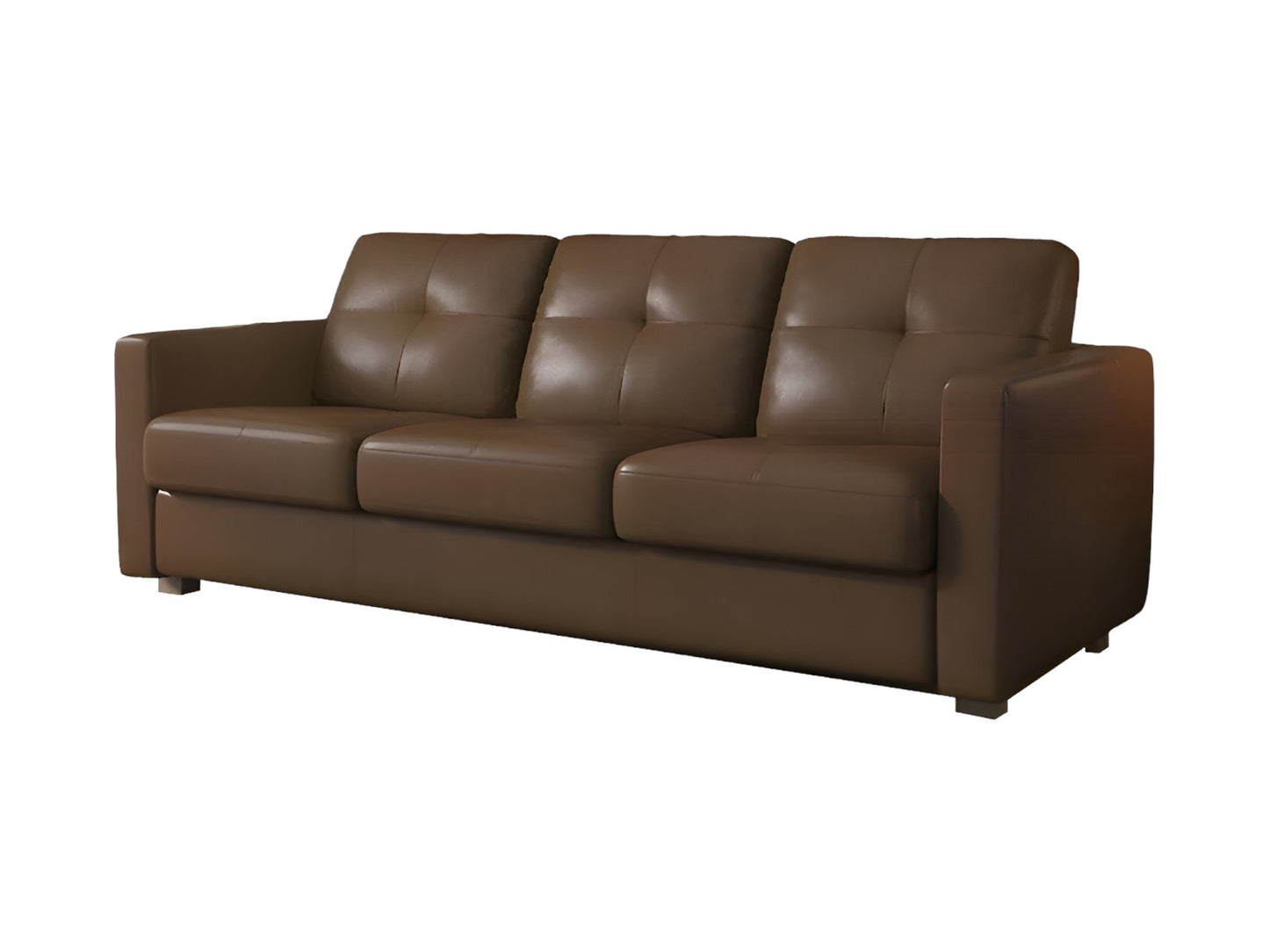 81" Brown Leather Sleeper Sofa With Black Legs