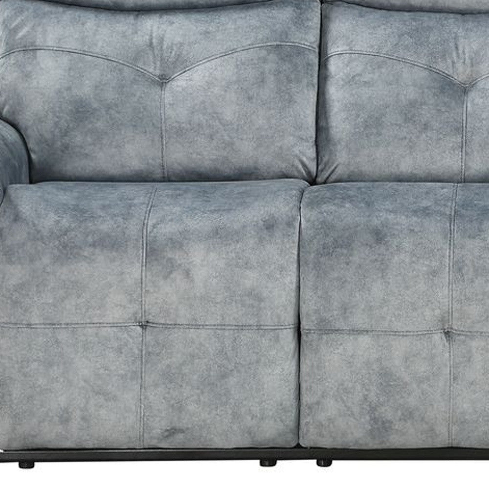 83" Gray Velvet Reclining Sofa With Black Legs