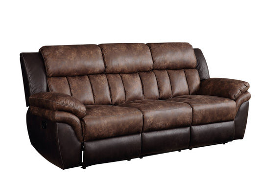91" Espresso Microfiber Reclining Sofa With Black Legs