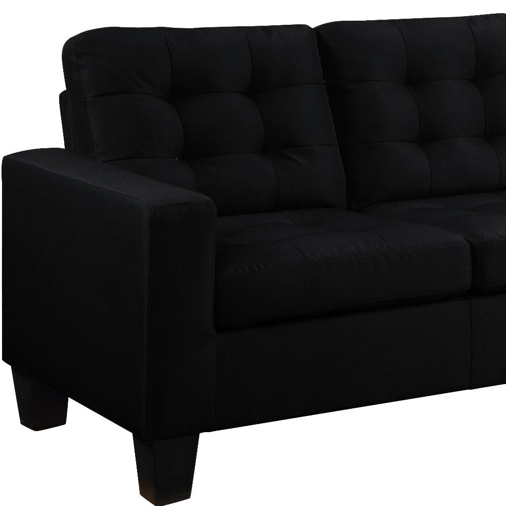 81" Black Linen Sofa