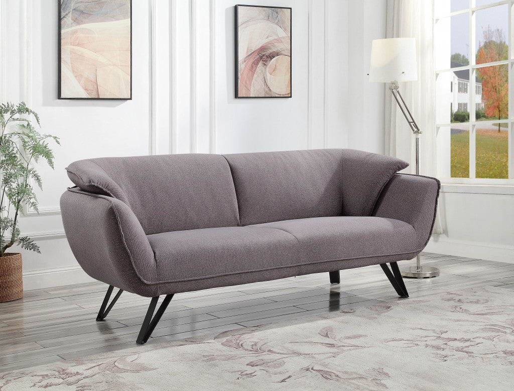 78" Gray Linen Sofa With Black Legs