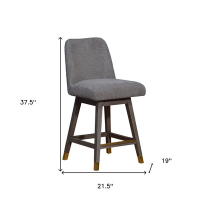 26" Gray Solid Wood Counter Height Swivel Bar Chair