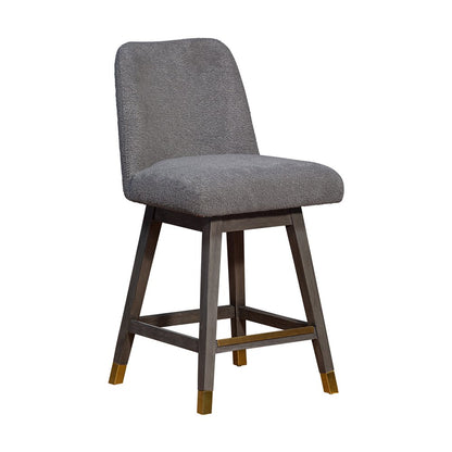 26" Gray Solid Wood Swivel Bar Chair