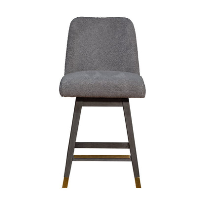 26" Gray Solid Wood Swivel Bar Chair