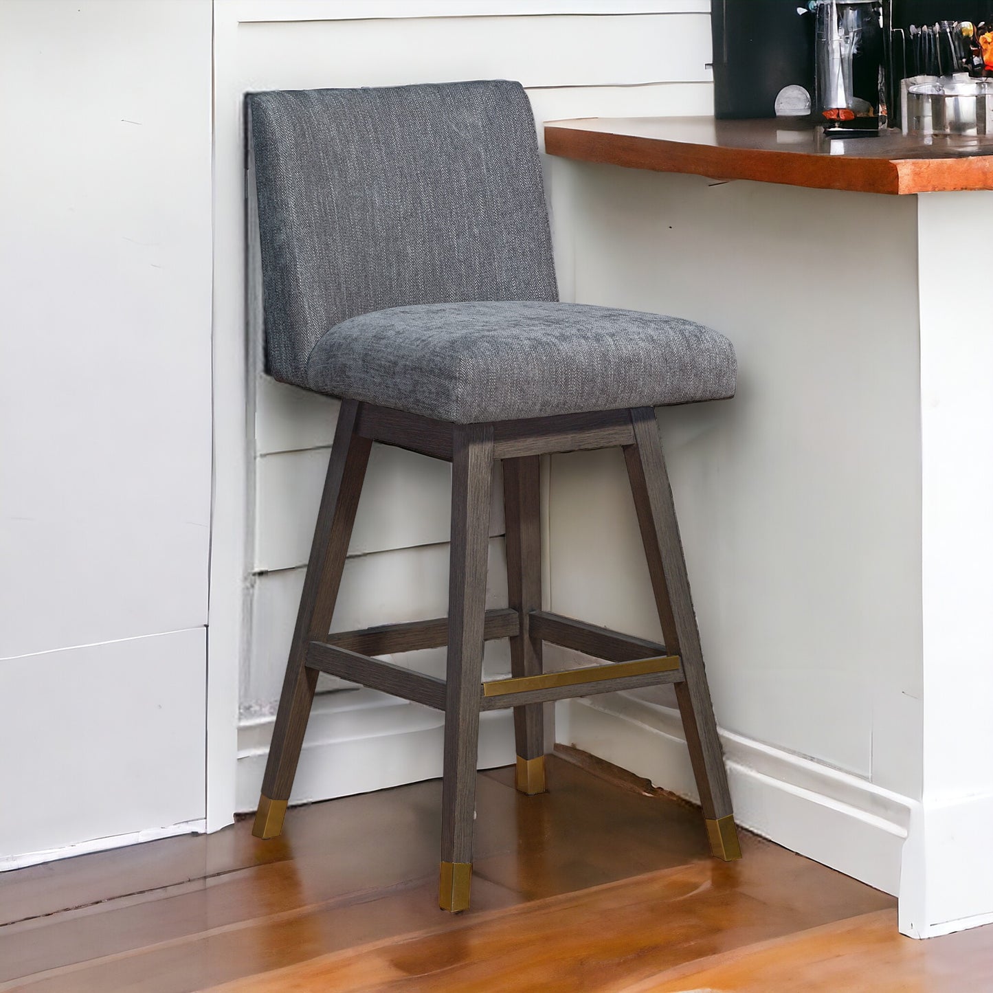 30" Solid Wood Swivel Bar Height Bar Chair