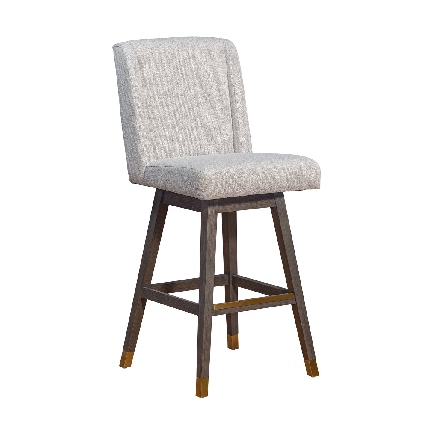 Taupe And Gray Solid Wood Swivel Bar Chair