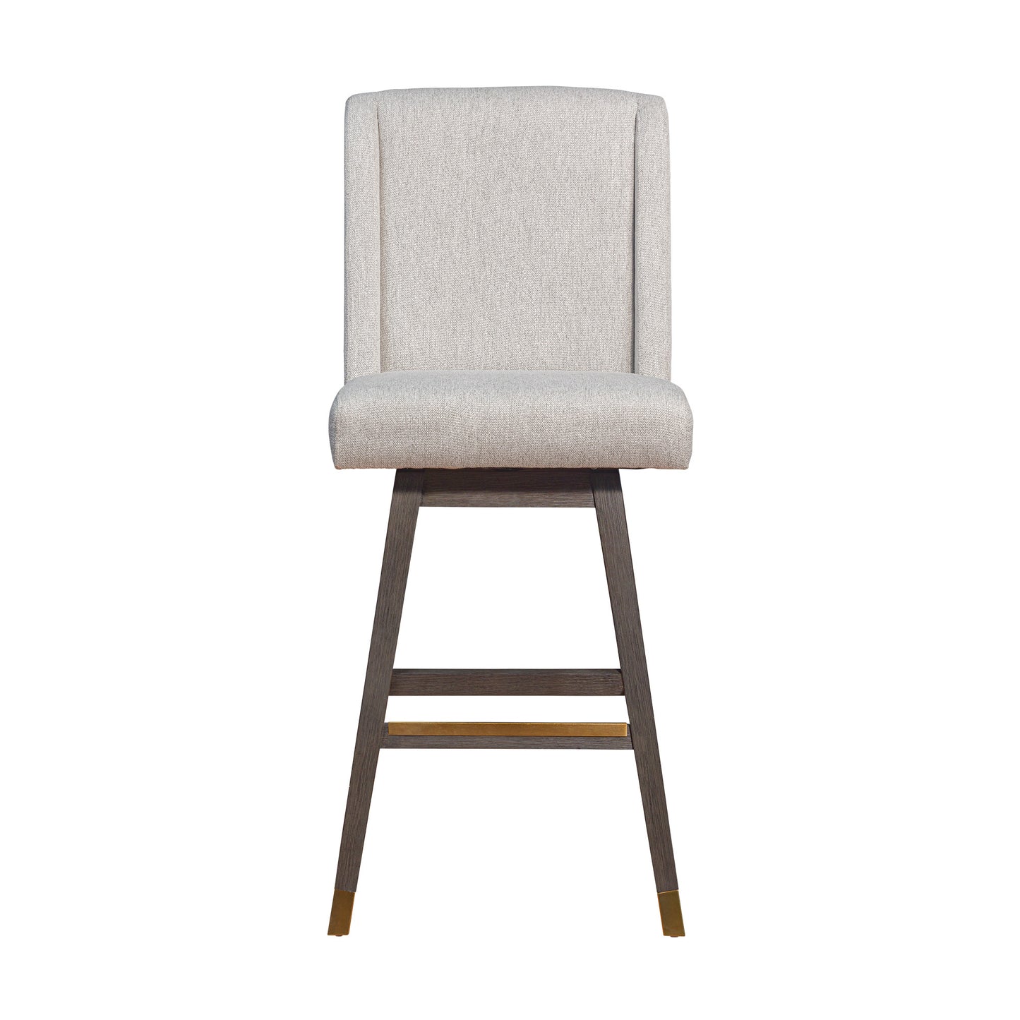 Taupe And Gray Solid Wood Swivel Bar Chair
