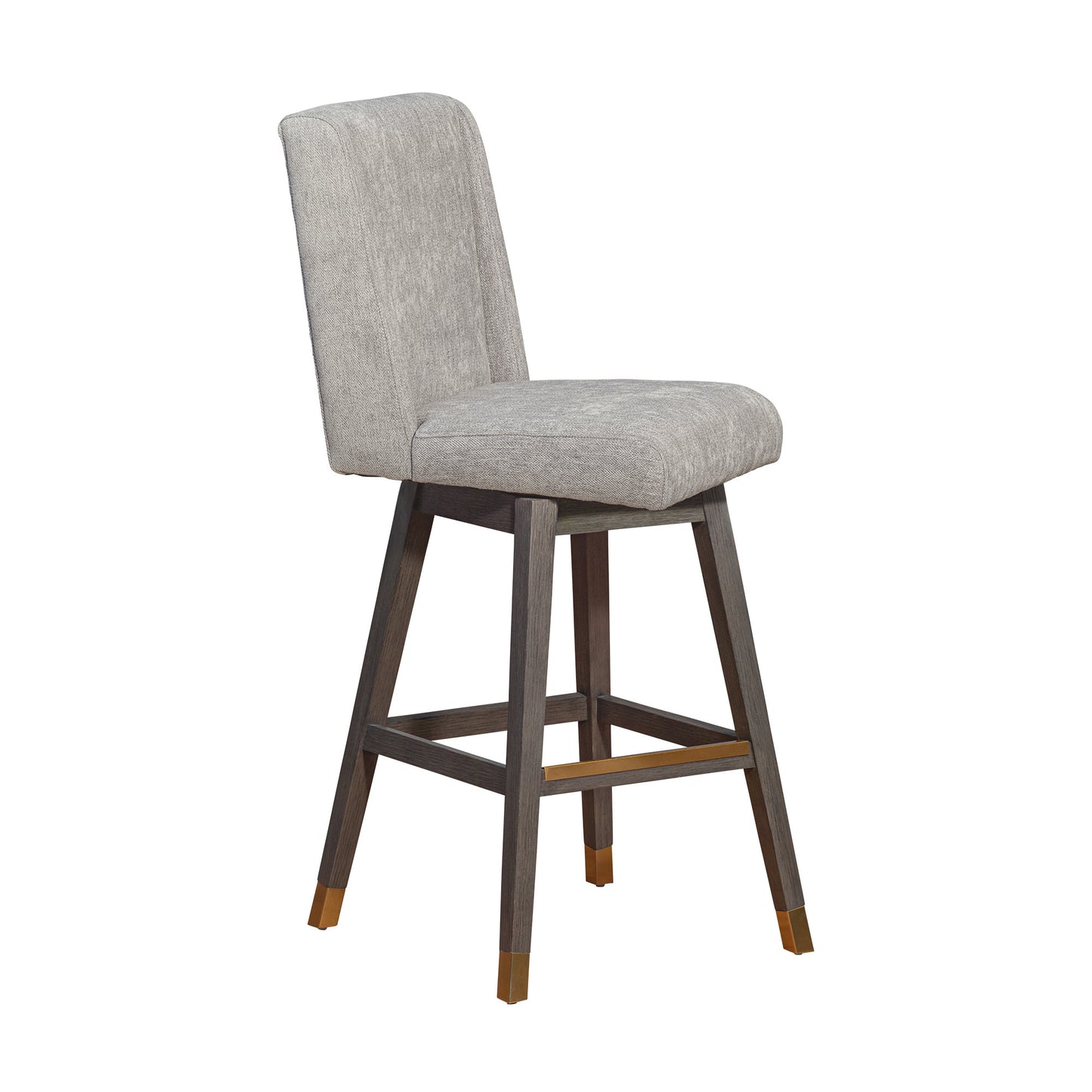 30" Mocha And Gray Solid Wood Swivel Bar Chair