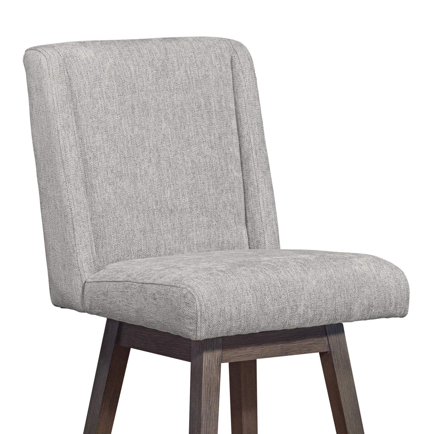 30" Mocha And Gray Solid Wood Swivel Bar Chair
