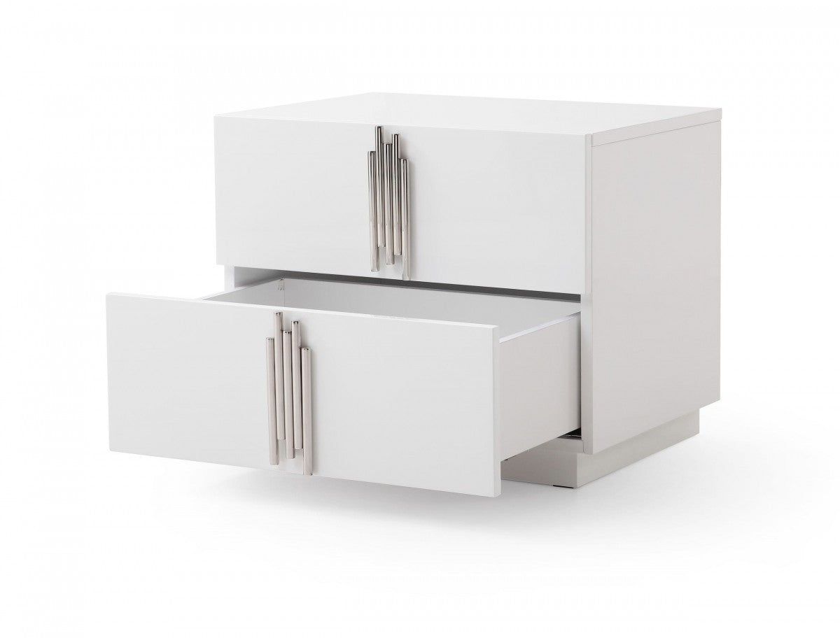 19" White Two Drawer Nightstand