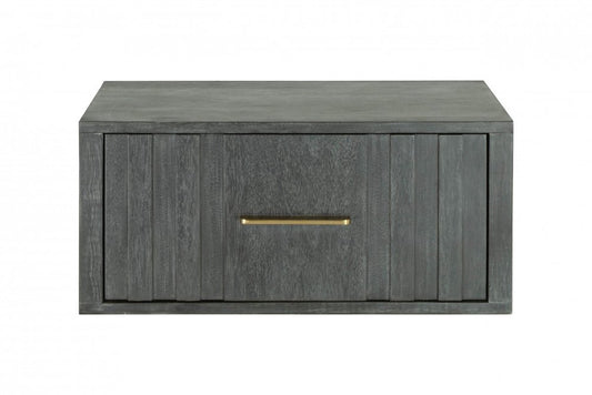 12" Gray Solid and Manufactured Wood One Drawer Nightstand