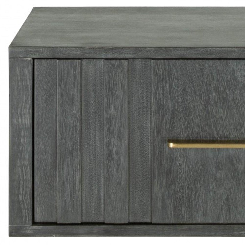 12" Gray Solid and Manufactured Wood One Drawer Nightstand