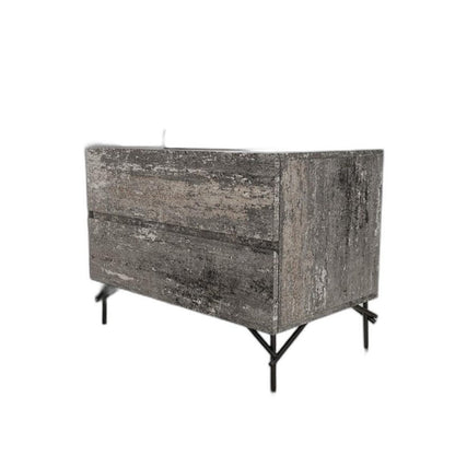 21" Gray Iron and Wood Two Drawer Nightstand
