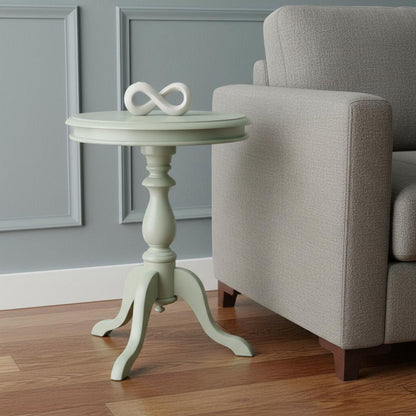 25" Antique Ivory Manufactured Wood Round End Table