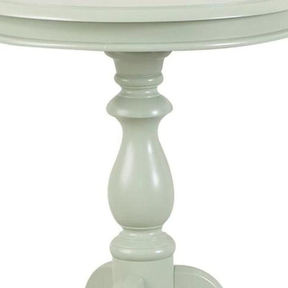 25" Ivory Wood And Solid Wood Round Pedestal End Table