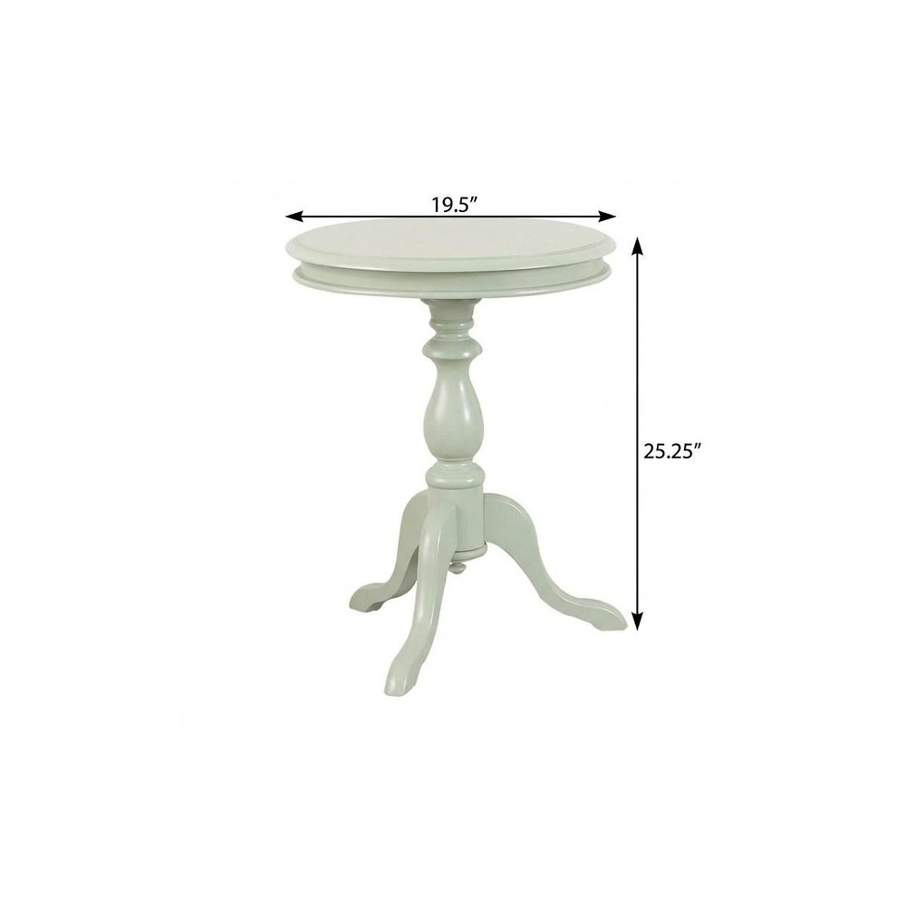 25" Ivory Wood And Solid Wood Round Pedestal End Table