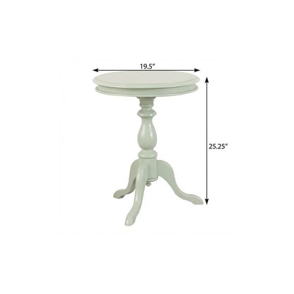 25" Ivory Wood And Solid Wood Round Pedestal End Table
